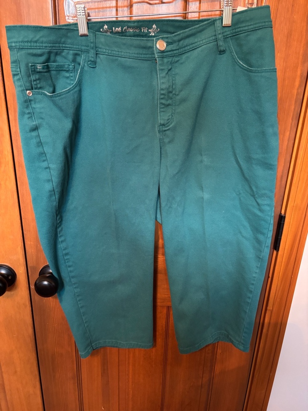 Lee Classic Fit Deep Teal Seafoam Green Capri Length Jeans Size 20W